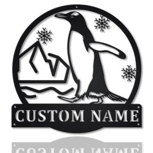 Personalized Penguin Bird Metal Sign Art Home Decor Gift for Animal Lover