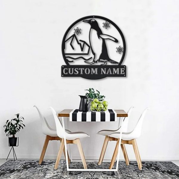 Personalized Penguin Bird Metal Sign Art Home Decor Gift for Animal Lover