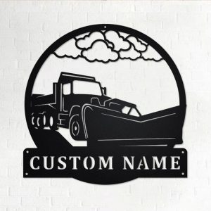 Personalized Plow Truck Metal Name Sign Home Decor Gift for Truck Drivers
