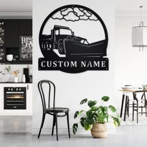 Personalized Plow Truck Metal Name Sign Home Decor Gift for Truck Drivers
