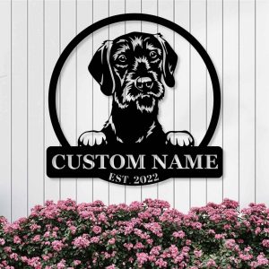 Personalized Pudelpointer Dog Metal Name Sign Gardern Decor Gift for Dog Lovers