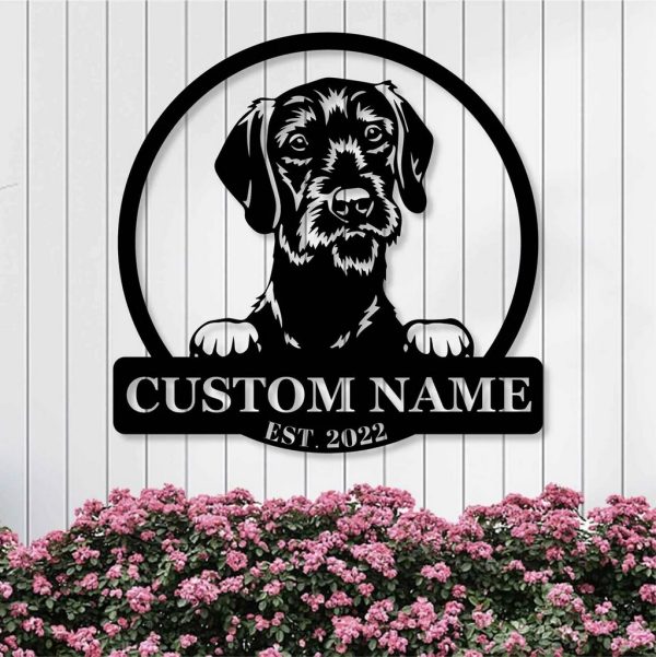 Personalized Pudelpointer Dog Metal Name Sign Gardern Decor Gift for Dog Lovers