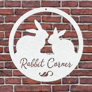 Personalized Rabbit Corner Metal Art Garden Decor 2