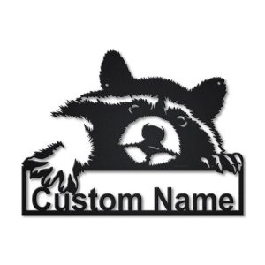 Personalized Raccoon Metal Sign Art Home Decor Gift for Animal Lover