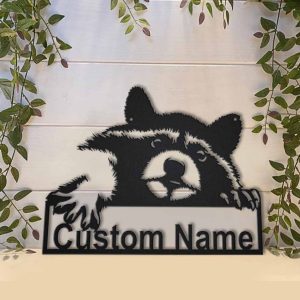 Personalized Raccoon Metal Sign Art Home Decor Gift for Animal Lover