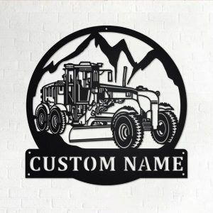 Personalized Road Grader Truck Metal Name Sign Home Decor Gift for Truck Drivers