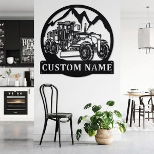 Personalized Road Grader Truck Metal Name Sign Home Decor Gift for Truck Drivers 2