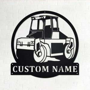 Personalized Road Roller Truck Metal Name Sign Home Decor Gift for Truck Drivers