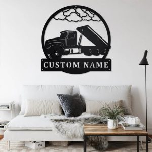Personalized Roll Off Truck Metal Name Sign Home Decor Gift for Truck Drivers 3