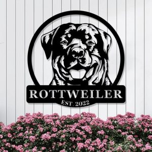 Personalized Rottweiler Dog Metal Name Sign Gardern Decor Gift for Dog Lovers