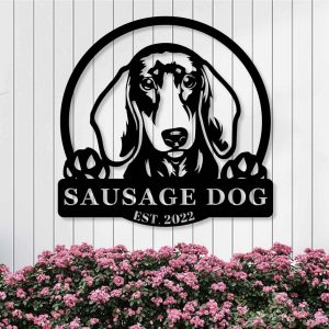 Personalized Sausage Dog Metal Name Sign Gardern Decor Gift for Dog Lovers 1
