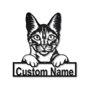 Personalized Savannah Cat Metal Sign Art Garden Decor Gift for Cat Lovers 1
