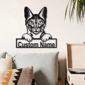 Personalized Savannah Cat Metal Sign Art Garden Decor Gift for Cat Lovers 2