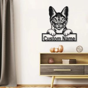 Personalized Savannah Cat Metal Sign Art Garden Decor Gift for Cat Lovers 3