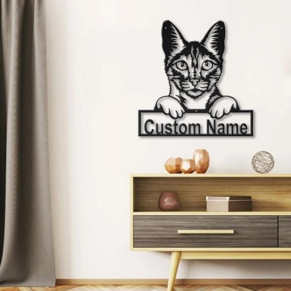 Personalized Savannah Cat Metal Sign Art Garden Decor Gift for Cat Lovers