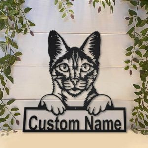 Personalized Savannah Cat Metal Sign Art Garden Decor Gift for Cat Lovers 4