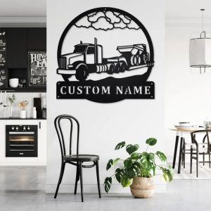 Semi Dump Truck Personalized Metal Name Sign Truck Drivers Gift