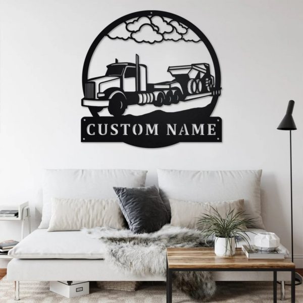 Semi Dump Truck Personalized Metal Name Sign Truck Drivers Gift