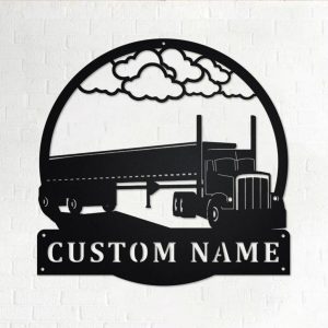Personalized Side Dump Truck Metal Name Sign Home Decor Gift for Truck Drivers 1