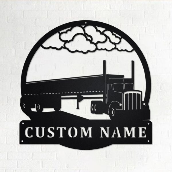 Personalized Side Dump Truck Metal Name Sign Home Decor Gift for Truck Drivers