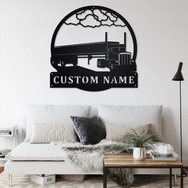 Personalized Side Dump Truck Metal Name Sign Home Decor Gift for Truck Drivers