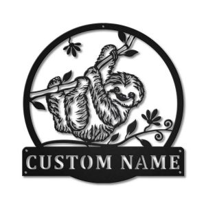 Personalized Sloth Metal Sign Art Home Decor Gift for Animal Lover