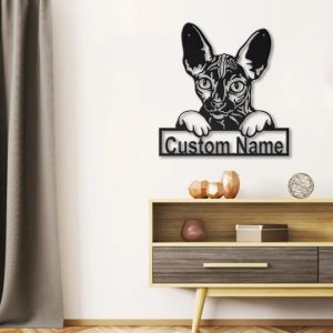 Personalized Sphynx Cat Metal Sign Art Garden Decor Gift for Cat Lovers 3