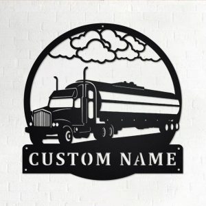 Personalized Tanker Truck Metal Name Sign Home Decor Gift for Truck Drivers