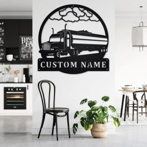 Personalized Tanker Truck Metal Name Sign Home Decor Gift for Truck Drivers 2