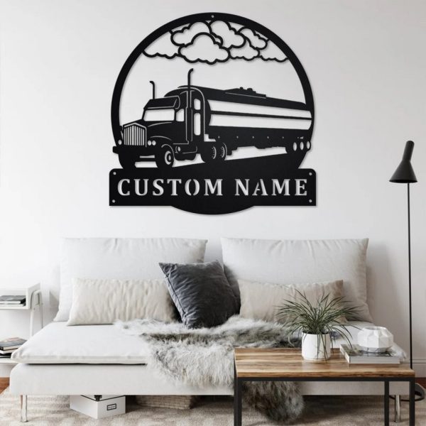 Personalized Tanker Truck Metal Name Sign Home Decor Gift for Truck Drivers