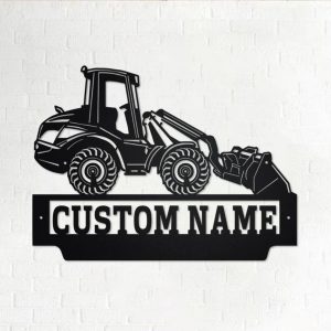 Personalized Telescopic Wheel Loader Truck Metal Name Sign Home Decor Gift for Truck Drivers