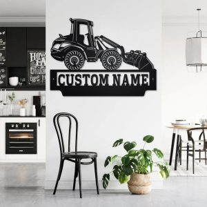 Personalized Telescopic Wheel Loader Truck Metal Name Sign Home Decor Gift for Truck Drivers 2