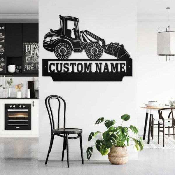 Personalized Telescopic Wheel Loader Truck Metal Name Sign Home Decor Gift for Truck Drivers