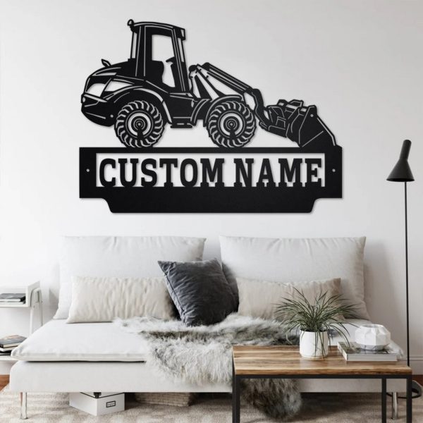 Personalized Telescopic Wheel Loader Truck Metal Name Sign Home Decor Gift for Truck Drivers