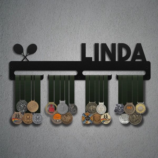 Personalized Tennis Medal Hanger Display Wall Rack Frame for Tennis Player