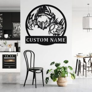 Personalized US Eagle Baseball Metal Sign Wall Art Decor for Room