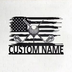 Personalized US Golf Metal Sign Wall Art Cuustom Golfer Name Sign Decor Home 1