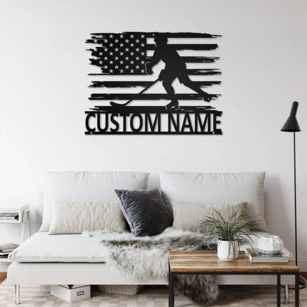 Personalized US Hockey Player Metal Name Sign Wall Art Decor for Room