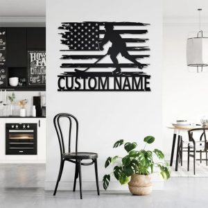Personalized US Hockey Player Metal Name Sign Wall Art Decor for Room