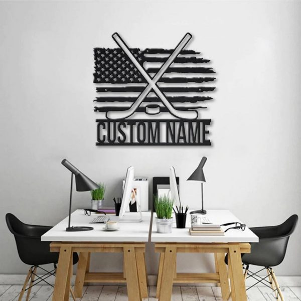 Personalized US Ice Hockey Metal Sign Wall Art Decor Home Gift for Player