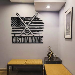 Personalized US Ice Hockey Metal Sign Wall Art Decor Home Gift for Player