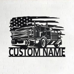 Semi Truck Gifts For Truck Drivers American Flag Metal Truck Decor - Custom  Laser Cut Metal Art & Signs, Gift & Home Decor