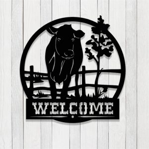 Personalized Welcome Cow Farm Metal Signs Farmhosue Wall Art Decor Gift for Farmer 1