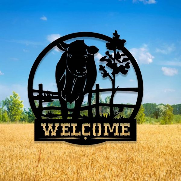 Personalized Welcome Cow Farm Metal Signs Farmhouse Wall Art Decor Gift for Farmer