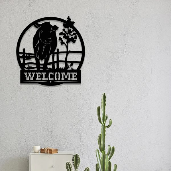 Personalized Welcome Cow Farm Metal Signs Farmhouse Wall Art Decor Gift for Farmer
