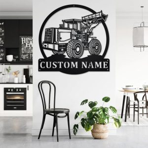 Personalized Wheel Loader Truck Metal Name Sign Home Decor Gift for Truck Drivers