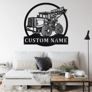 Personalized Wheel Loader Truck Metal Name Sign Home Decor Gift for Truck Drivers 3