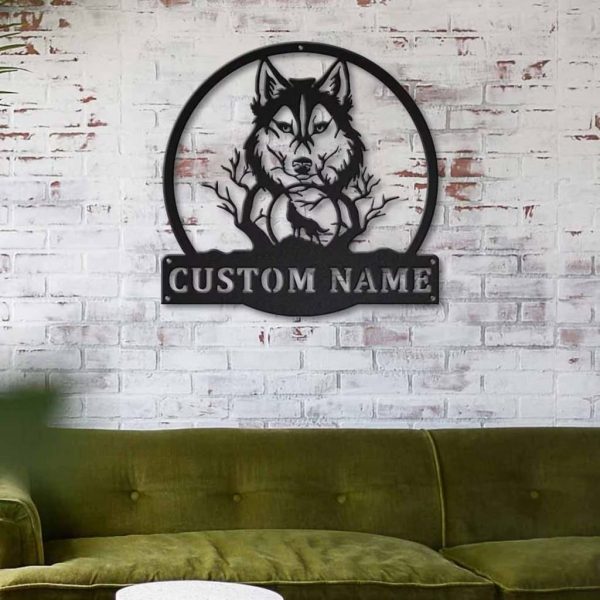 Personalized Wild Wolf Metal Sign Art Home Decor Gift for Animal Lover