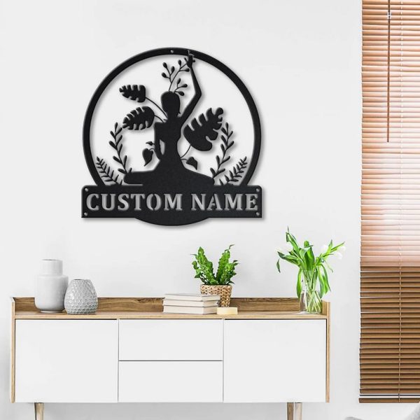 Personalized Yoga Metal Name Sign Yoga Room Decor Gift for Yoga Lover