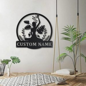Personalized Yoga Metal Name Sign Yoga Room Decor Gift for Yoga Lover 3